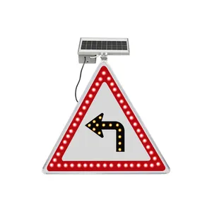太阳能电池板供电室外道路反光安全警告闪烁发光二极管交通标志