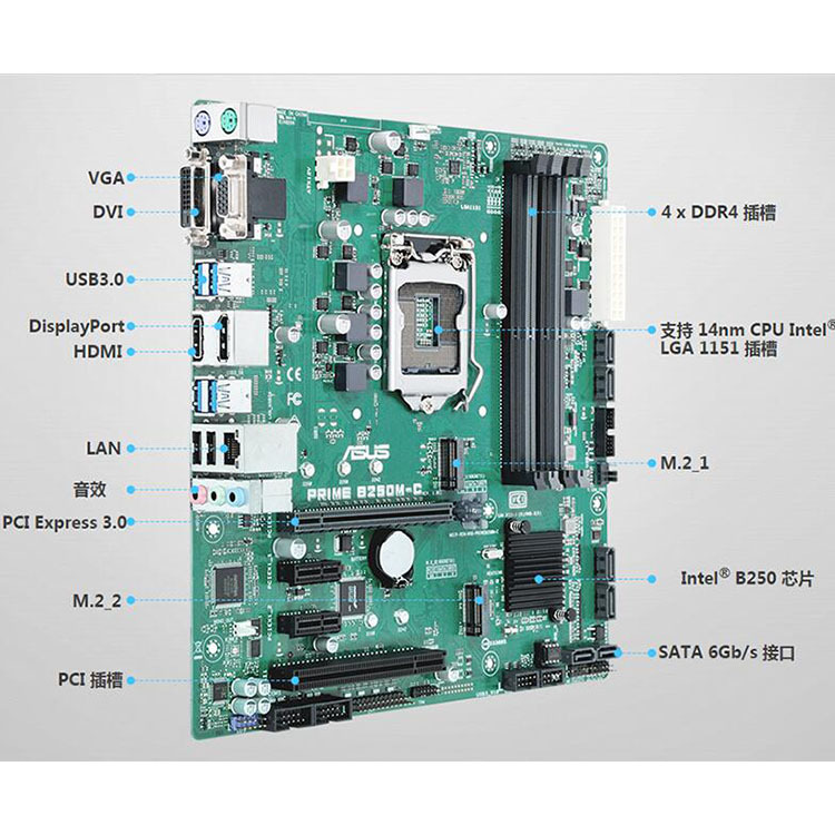 Kit ASUS PRIME B250M-C + I7-6700 + 32GB DDR4 – Scheda Madre 1151 Usata Garantita