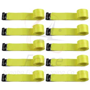 4 ''30ft Heavy Duty Flatbed Truck Lier Riem 4 Inch Lier Bandjes Geel Lier Riem Met Platte Haak