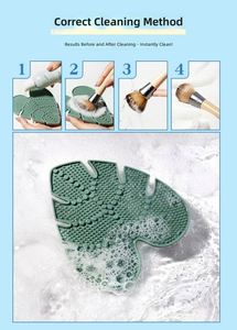 Alfombrilla de limpieza de brochas de maquillaje de silicona biónica con forma de hoja, estilo nuevo, transfronteriza, antideslizante, fácil de limpiar, duradera, con base de ventosa - Product Image 2