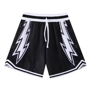 Pantaloncini da basket con Logo personalizzato Design all'ingrosso Shorts da basket a maglia semplice pantaloncini da basket da uomo