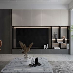 ชุดโต๊ะวางทีวีและโต๊ะกาแฟไม้สไตล์โบราณกลางศตวรรษ พร้อมไฟ LED สำหรับอพาร์ทเมนต์ โรงแรม ห้องนั่งเล่น รองรับทีวีขนาด 65 นิ้วขึ้นไป ประกอบง่าย - Product Image 3