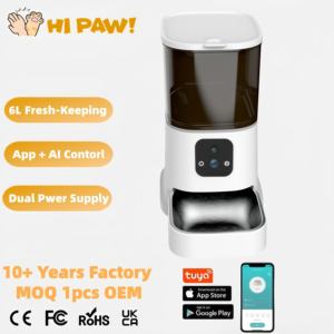 Vente en gros Mangeoire automatique pour animaux de compagnie 6L Mangeoire intelligente pour animaux de compagnie multifonctionnelle chronométrée Caméra vocale intégrée Mangeoire automatique pour animaux de compagnie pour chien chat - Product Image 1