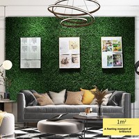 Mur végétal artificiel décoratif, fausses fleurs et herbe en plastique, style simple, fond rouge, pour aménagement paysager intérieur