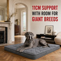 Matelas Orthopédique pour Chien de Grande Taille 108x71cm 11cm Gris Matelassé avec Support pour Appartement
