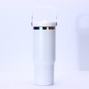 Tumbler Isolato in Acciaio Inox a Doppia Parete da 30oz con Incisione Laser e Placcatura Arcobaleno, Tazza da Viaggio per Caffè con Manico - Product Image 4