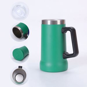 Mug à bière classique de 24 oz avec poignée, logo personnalisé, double paroi isolée en acier inoxydable, revêtement en poudre - Product Image 3