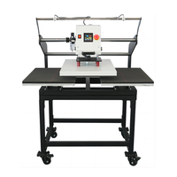Presse à chaud pneumatique semi-automatique à double table pour sublimation de t-shirts avec lumière laser et support mobile