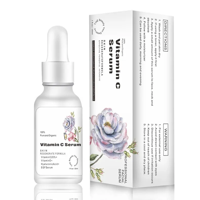 Wholesale Skin Care Facial Serums Freckle Removal Acne Scars 20% Vitamin C Serum with Hyaluronic acid