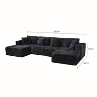 Hochwertiges schwarzes Cordstoff-Kompressionssofa für das Wohnzimmer, segmentiertes, komprimiertes Vakuum-Schaumstoff-Sofa-Kombinationsset
