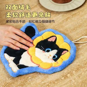 Cute Cat Shaped Hand <b>Towel</b> 18x20 Cm Coral Fleece <b>Quick</b> <b>Drying</b> Kitchen Dishcloth Hanging <b>Towel</b> Cartoon Pattern - Product Image 3