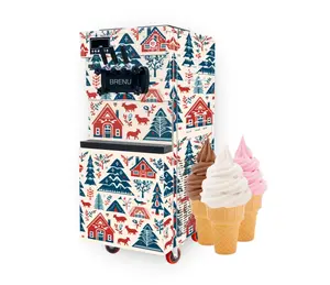 Brenu manufacture automatic Cheap Soft Italian New Three Flavors Table Top Snack Design Maker Band Ice Cream Making Machine