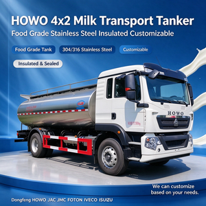 รถบรรทุกถังเก็บนมสด HOWO 4x2 7000 ลิตร ผลิตจากสแตนเลสเกรด 304 สำหรับบรรทุกอาหาร  สามารถปรับแต่งได้ รถบรรทุกถังนมดิบ - Product Image 1