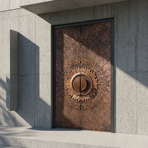 Porte d'entrée moderne en alliage d'aluminium noir, double vitrage trempé, étanche, isolante thermiquement, antivol, pour villa extérieure - Product Image 1
