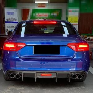 Audi A5 S5 B8 2008 2009 2010 2011 için Gerçek Karbon Fiber Difüzör 2 4 Kapılı Arka Tampon Splitter Dudak Işıklı - Product Image 5