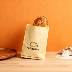 Sacs à pain en papier kraft brun écologiques, résistants à la graisse et à l'eau, avec logo personnalisé - Emballage alimentaire en gros - Product Image 6