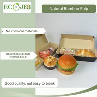 Barquette à emporter en pulpe de bambou biodégradable, barquette alimentaire jetable, conteneur en papier kraft pour hamburger, sandwich, frites, poulet