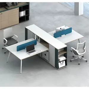现代风格4座办公工作站桌，带大储物自由组合工作站