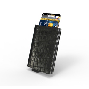 Portefeuille CardHoda P04016-BON en nylon doublé, texture crocodile, ouverture automatique, éjection fine, blocage RFID, antivol, unisexe, grand format - Product Image 6