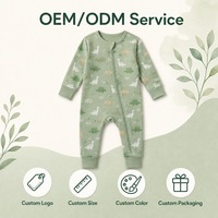 Combinaison pour bébé en coton 100% respirant à imprimé dinosaure, fermeture éclair bidirectionnelle, poignets côtelés, manches longues, unisexe, combinaison pour nouveau-né, OEM