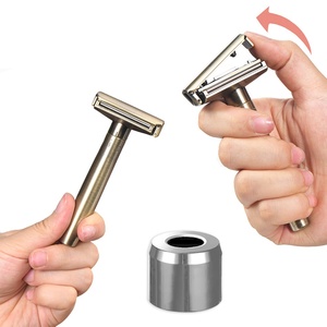 <span class=keywords><strong>Rasoir</strong></span> manuel vintage pour homme, style roller, double lame, lames en acier inoxydable, manche en métal, pour le rasage du visage et du corps, épilation - Product Image 1
