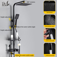 Nouvel arrivage Yake : Ensemble de robinetterie de salle de bain en acier inoxydable 4 fonctions, eau chaude et froide, avec mitigeur de douche haute pression effet pluie