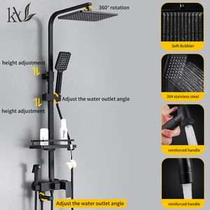 مجموعة صنبور حمام جديدة من ياك من الفولاذ المقاوم للصدأ بأربع وظائف للماء الساخن والبارد مع رأس دش مطري عالي الضغط - Product Image 2