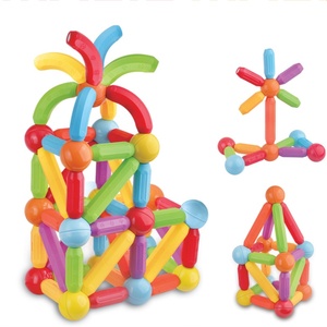 Bloques de Construcción Magnéticos de Plástico - Juguetes Sensoriales Montessori y de Aprendizaje STEM para Niños Mayores de 3 Años, Kit con Imanes Más Fuertes - Product Image 1