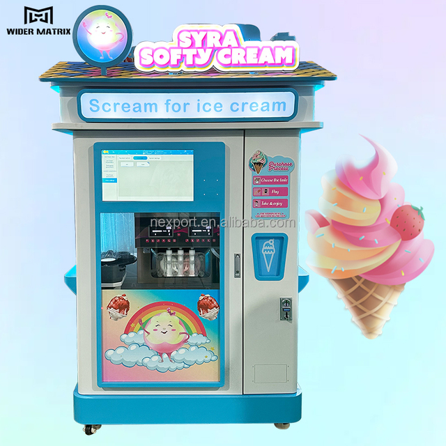Intelligent Touch Screen Automatic Soft Ice Cream Vending Machine Multi Flavor Ice Cream Machine