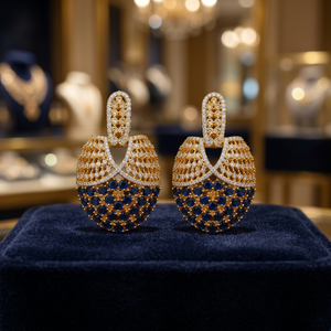 Ping Bling Luxury Gold Plated <b>Blue</b> Cubic Zirconia <b>Stud</b> <b>Earrings</b> for Women Designer Party Wedding Fashion Jewelry - Product Image 3
