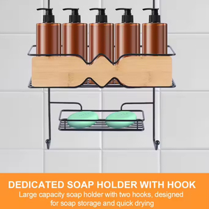 Treo Tường Kim Loại Tắm Caddy Lưu Trữ Giỏ Dây Khăn Kệ Phòng Tắm Giá Với Móc - Product Image 5