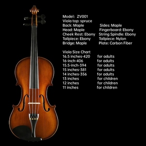 <span class=keywords><strong>Viola</strong></span> de arce de madera maciza profesional, juego de tamaño completo, grado principiante, niños, adultos, <span class=keywords><strong>11</strong></span>-15,5-16,5 pulgadas, instrumento de práctica para adultos - Product Image 2