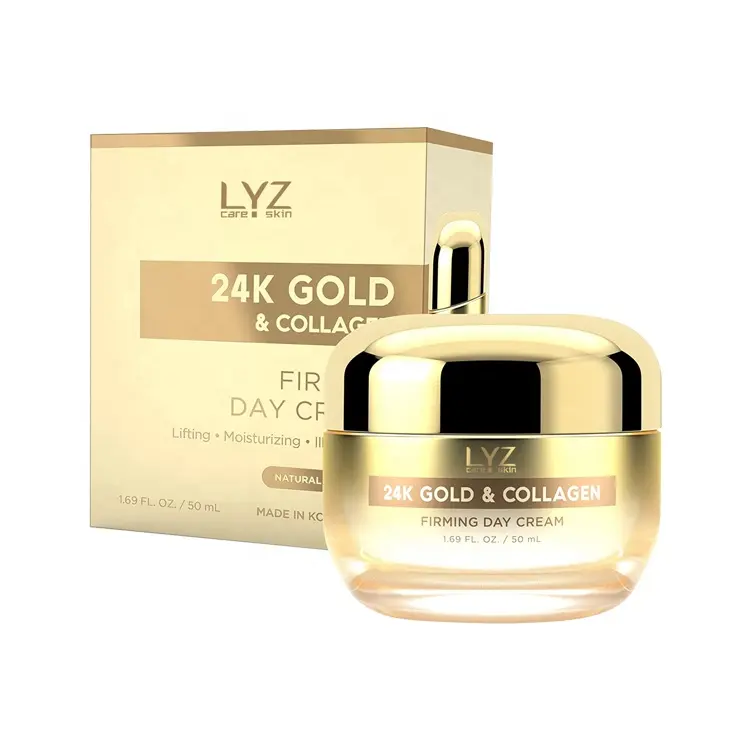 LYZ skincare 24K Gold Collagen Firming Day Cream Illuminating Lifting Moisturizing Cream with Hyaluronic Acid Reduces Wrin