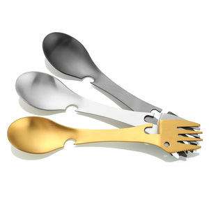 Biểu Tượng Tùy Chỉnh Cắm Trại Công Cụ 5 Trong 1 Chức Năng Đa Flatware Thép Không Gỉ Spork Với Chai Có Thể Mở - Product Image 1
