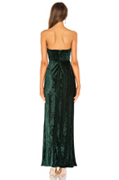 2021 OEM femmes personnalisé vert velours hors épaule Sexy fête moulante soirée Maxi robe fendue robe