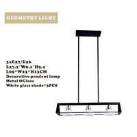 PP24116-3 nouveau E26/E27 douille 110-240V noir mat brosse or métal blanc verre décoratif pendentif lustres lampes suspendues