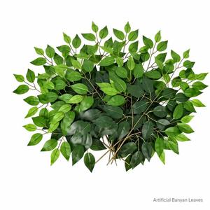 Rama de Hojas de Banyan Artificiales, Plástico Verde, Decoración para Interiores y Exteriores, para Colgar en la Pared, Escritorio, Hogar, Fiestas, <span class=keywords><strong>Planta</strong></span> Artificial - Product Image 1