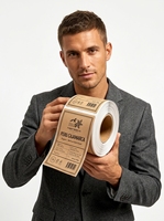 Étiquettes autocollantes personnalisées en vinyle imperméable pour café (rouleau d'étiquettes) pour l'emballage alimentaire