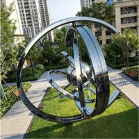 RUNJIN RJ-234 Sculpture d'arche abstraite en acier inoxydable, polie, forgée à la main, découpée au laser, filigrane ajouré, pour aménagement extérieur