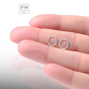 Anneau segmenté en opale en acier inoxydable 316 pour piercing corporel |   Anneau clicker coloré pour nez, septum, cartilage, hélix - Bijou - Product Image 5