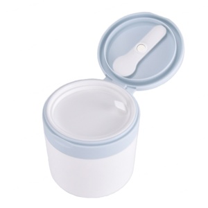 High Quality 100g 150g White <b>Plastic</b> PP Body Scrub Facial Mask Container Cosmetic Cream <b>Jar</b> with Screw Top and Spoon - Product Image 5