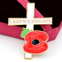Broche de amapola británica, alfiler de aleación del día conmemorativo de la II Guerra Mundial