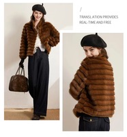 Manteau court imperméable en fausse fourrure de vison pour femme - Veste d'hiver tendance et chaude pour personnalisation OEM et vente en gros.