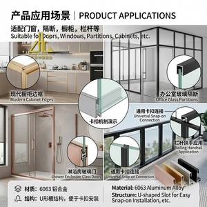 Profilé en U en aluminium durable pour portes coulissantes, fenêtres, équipements industriels et usage de construction - Product Image 3