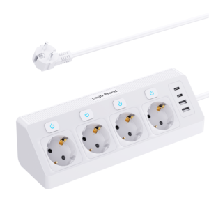 ปลั๊กพ่วงแบบพกพา 4AC พร้อมสวิตช์ป้องกันไฟกระชากอเนกประสงค์ ปลั๊กตั้งโต๊ะ-ปลั๊กเยอรมัน/เกาหลี - Product Image 5