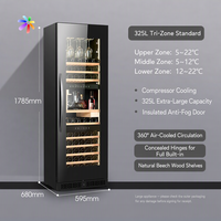 Réfrigérateur à boissons 325L, armoire à vin, refroidissement par compresseur, porte en verre trempé, double/triple zone, pour bar à domicile, hôtel