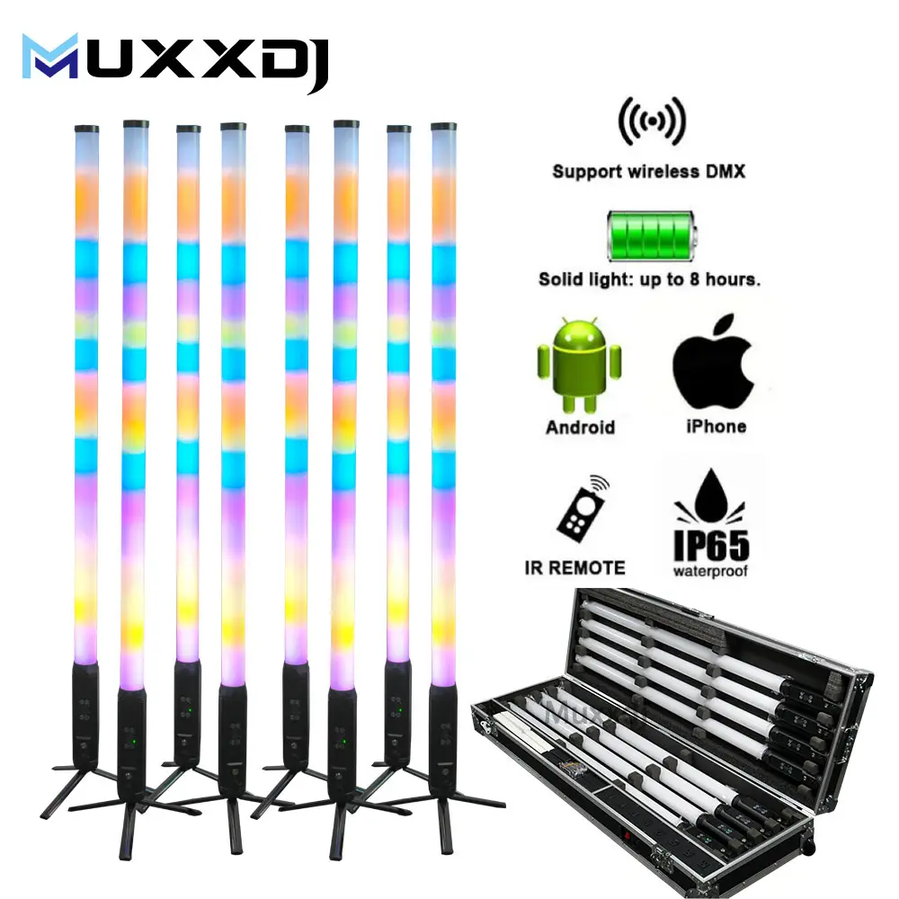 Wireless 360 DJ Tube Light Outdoor DMX RGBWA Battery LED Pixel Tube Bar Stage Lights Titan Tube for DJ Light