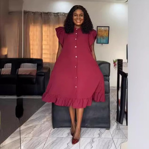 S10739 Abito Estivo Trendy 2024 Senza Maniche con Bottoni, Vestito Midi Tinta Unita Stile T-Shirt Casual - Product Image 2