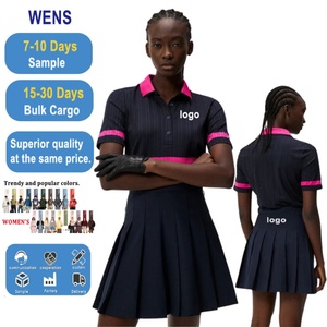 Women's Preppy A-Line Golf <b>Skirt</b> Set Breathable Knit Polo Short with High-Waisted <b>Elastic</b> Custom Logo Printed Pleated Design - Product Image 1