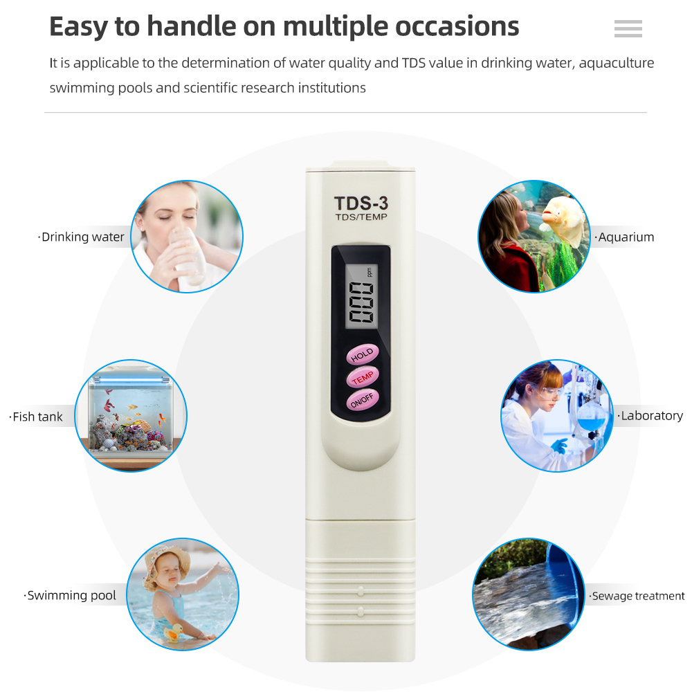 Tester Di Qualità Dell'Acqua TDS, 0-999 PPM, Digitale Misuratore - Foto 3